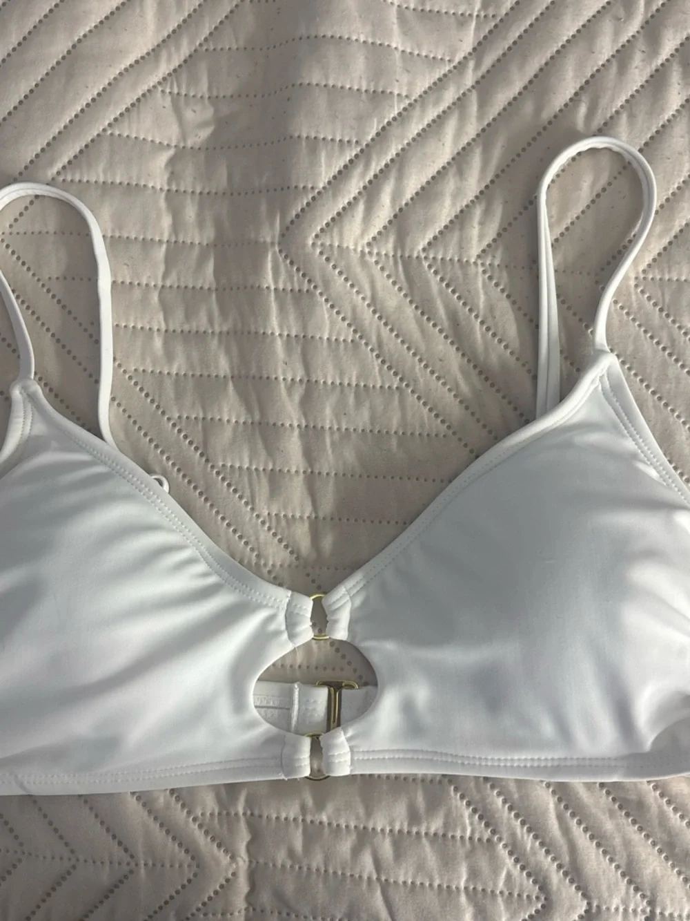 White Swim Bralette with Front Ring Accent